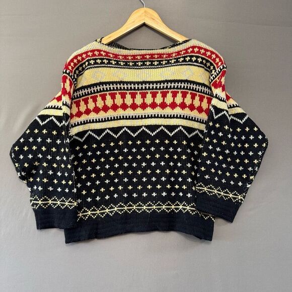 Vintage Edma Strickwaren Women’s Sweater Size Medium Colorful 80s Style Graphic - Picture 1 of 9
